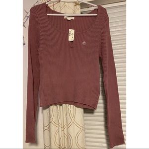 Aeropostale Wire V-Neck Long Sleeve Top
